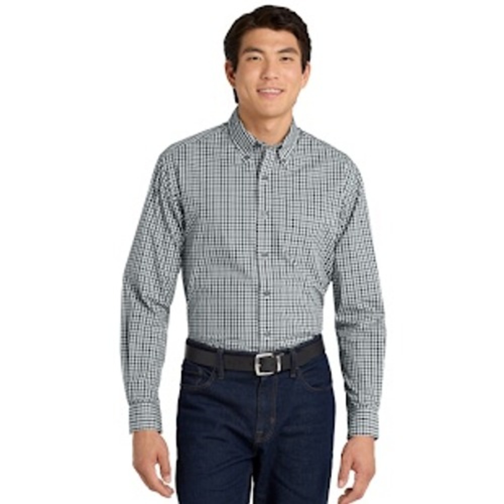 Eddie Bauer Men's Brown Gingham Cotton Button‎ Down Shirt - Size XL